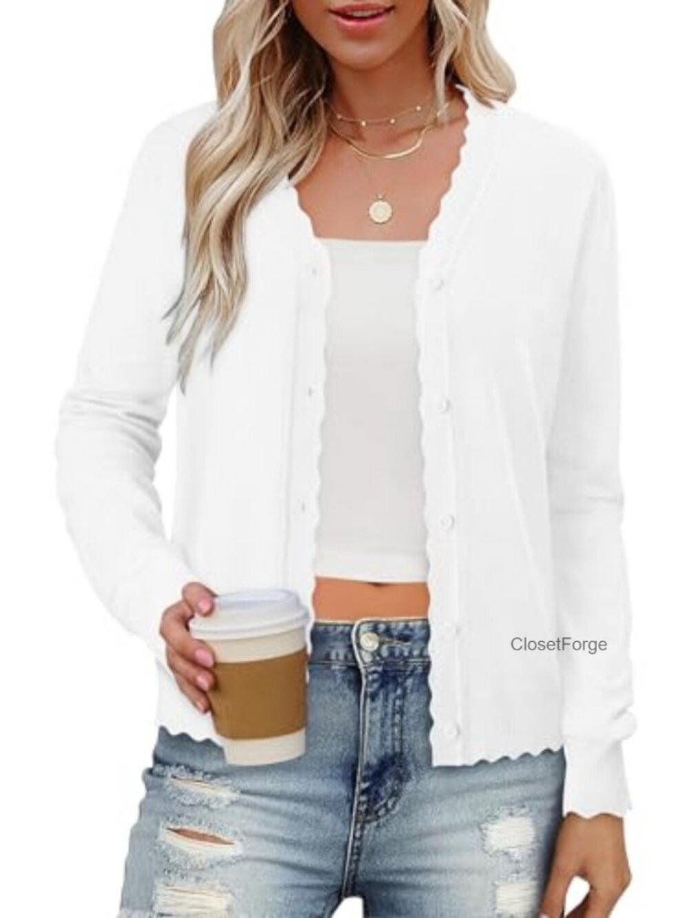 Women's V-Neck Cardigan Sweater Lightweight Long Sleeve Knit